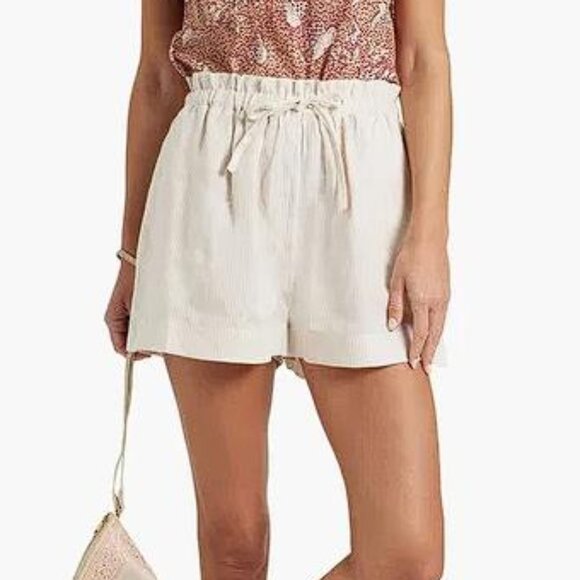 ULLA JOHNSON Women's Asa Striped Linen Shorts Size 00 In Beige - Picture 2 of 8